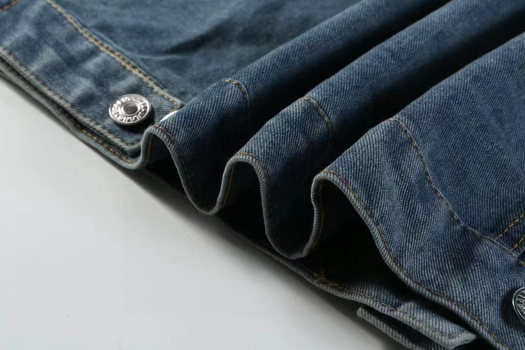 Balenciaga New Embroidered Logo Vintage Blue Denim Jacket Unisex Coat. product image 4 thumbnail