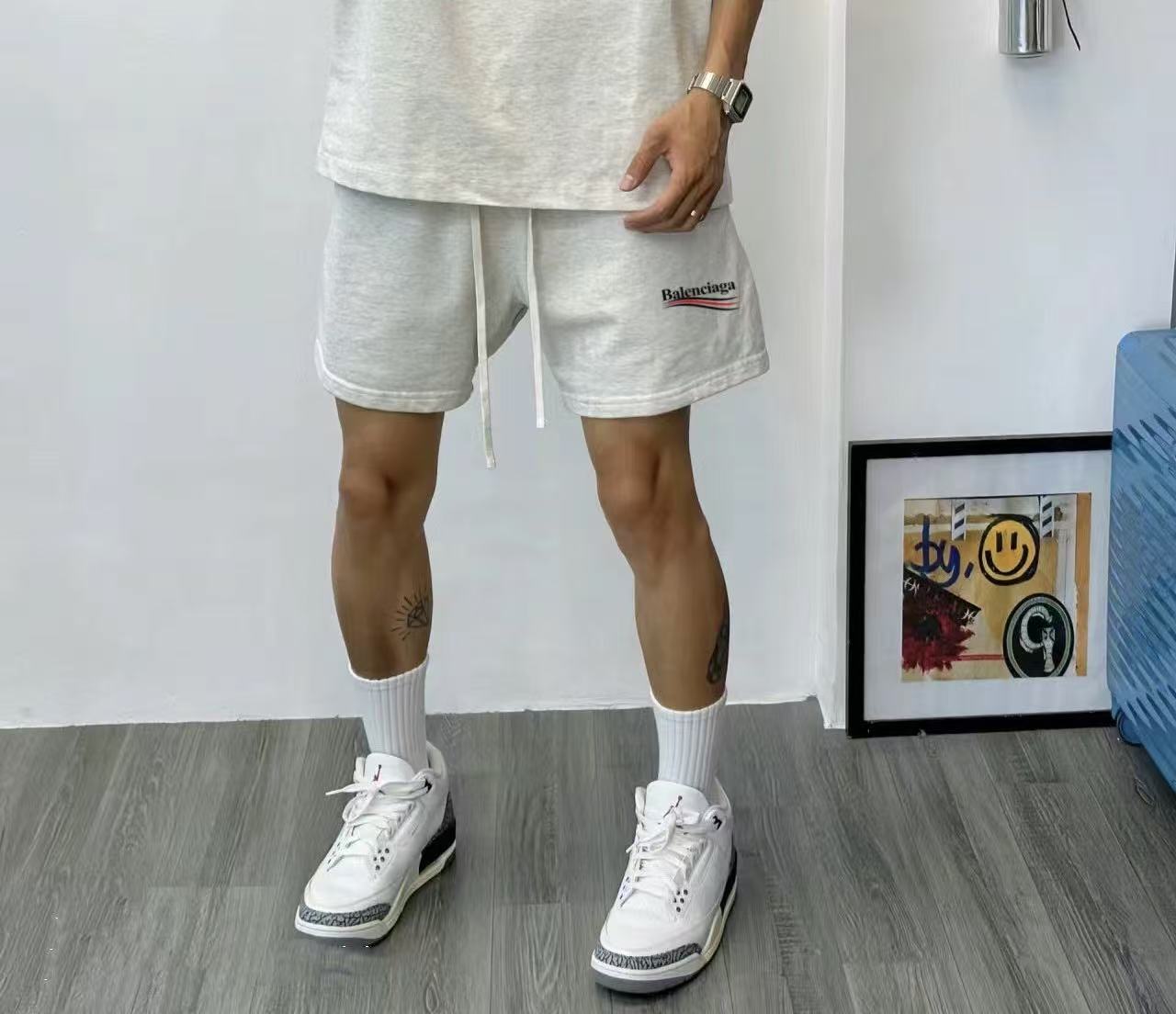 Balenciaga Classic Coke Print 400G Double Yarn Terry Cotton Unisex Shorts product image 3 thumbnail