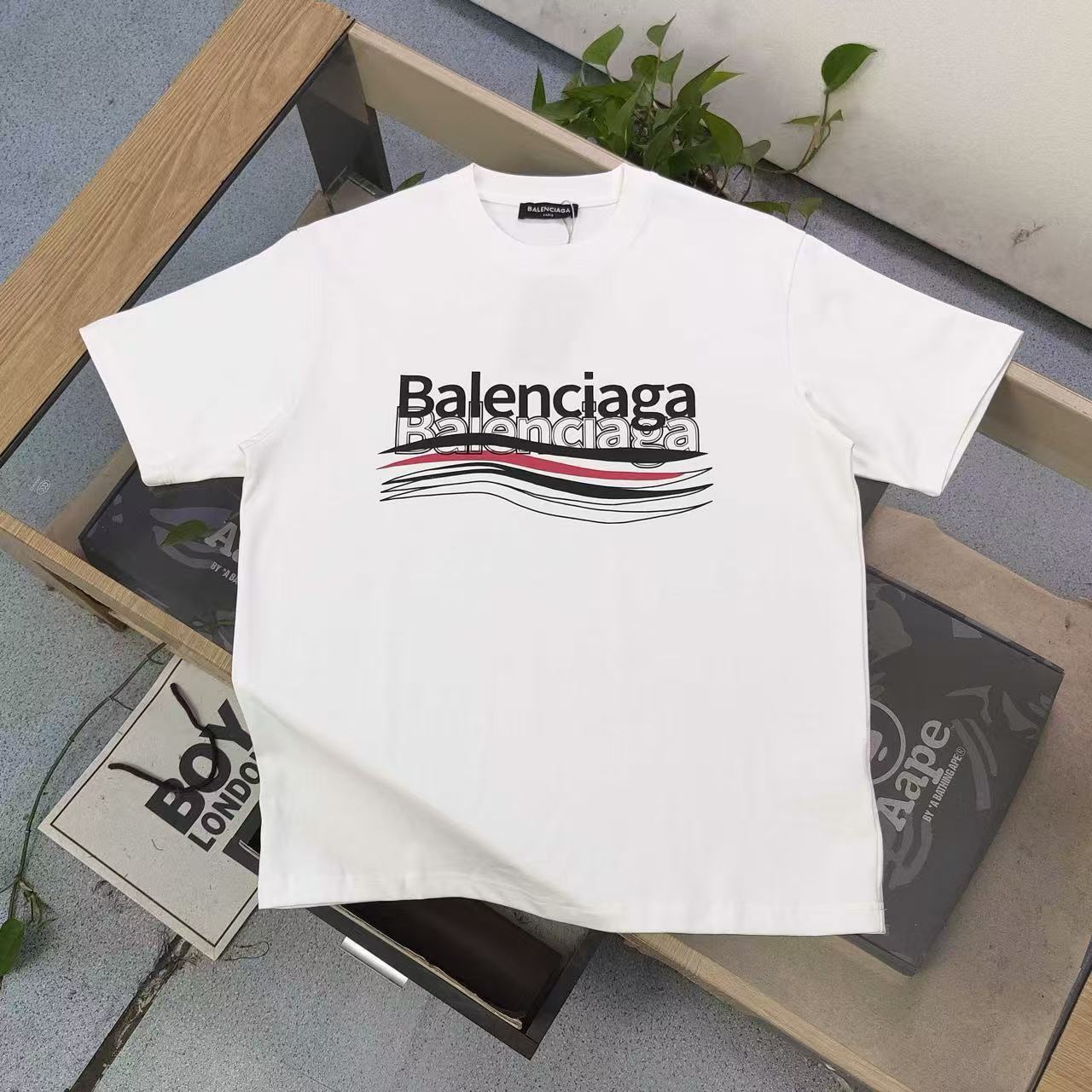 Balenciaga Classic Coke Print 400G Double Yarn Terry Cotton Unisex Sweat Shorts