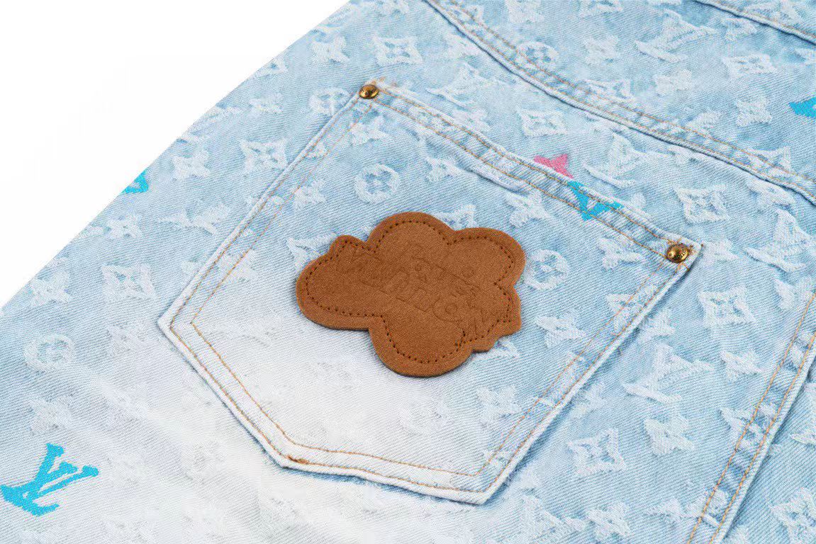 LV X Tyler 24SS Candy Color Embroidery Monogram Jacquard Denim Shirt product image 4 thumbnail