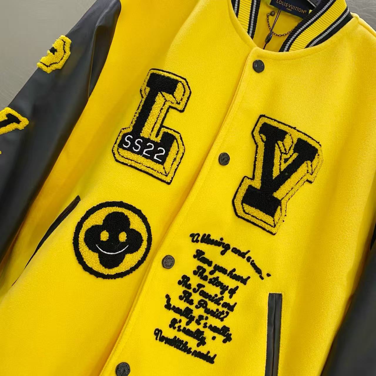 Louis Vuitton FW22 Runway Yellow Panther Embroidery Varsity Jacket product image 3 thumbnail