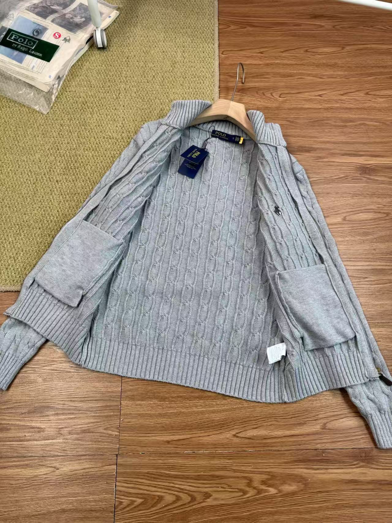 Ralph Lauren Pony Embroidery Cable Knit Zip Cardigan Unisex Jacket product image 2 thumbnail