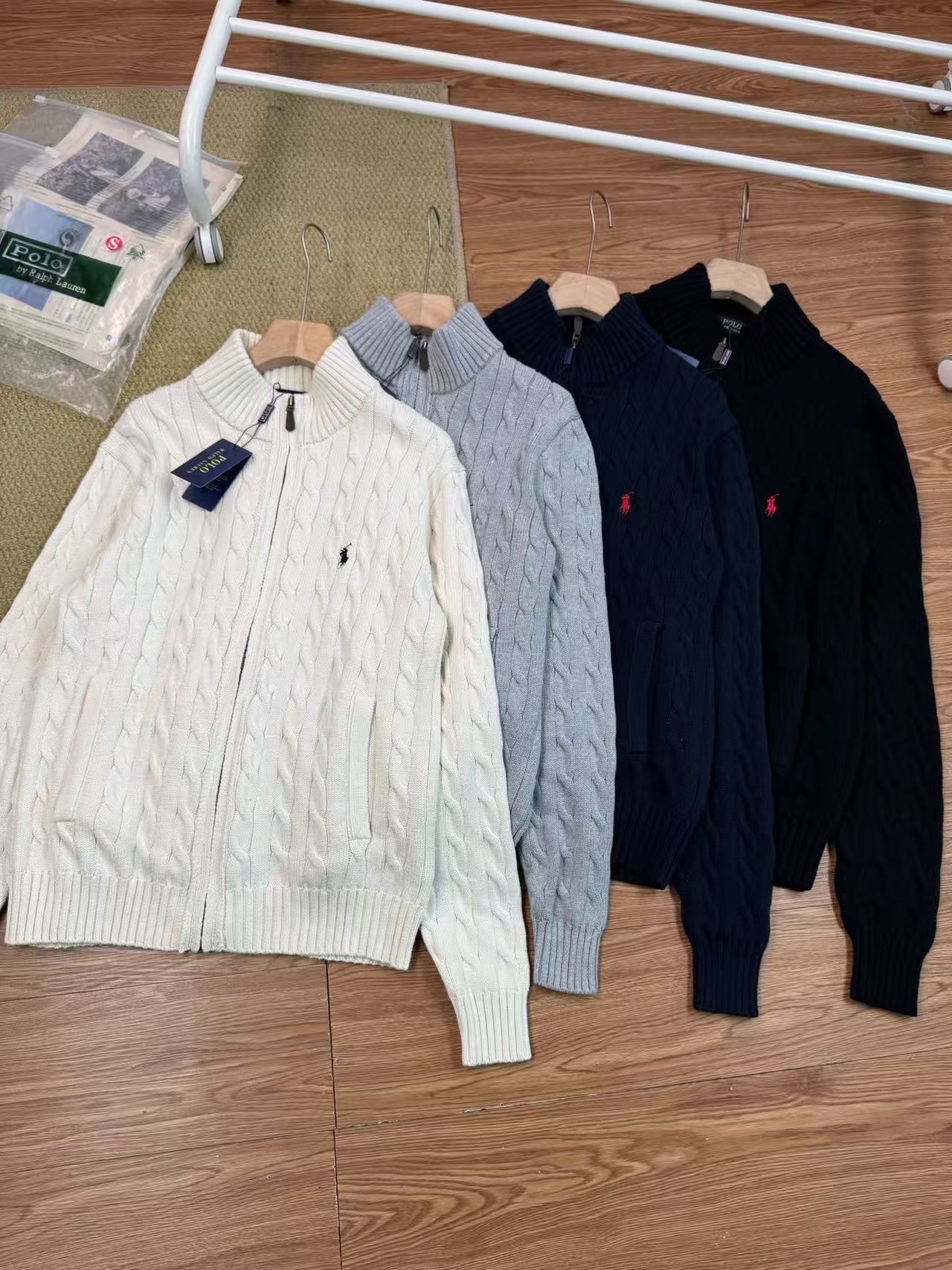 Ralph Lauren Pony Embroidery Cable Knit Zip Cardigan Unisex Jacket product image 3 thumbnail