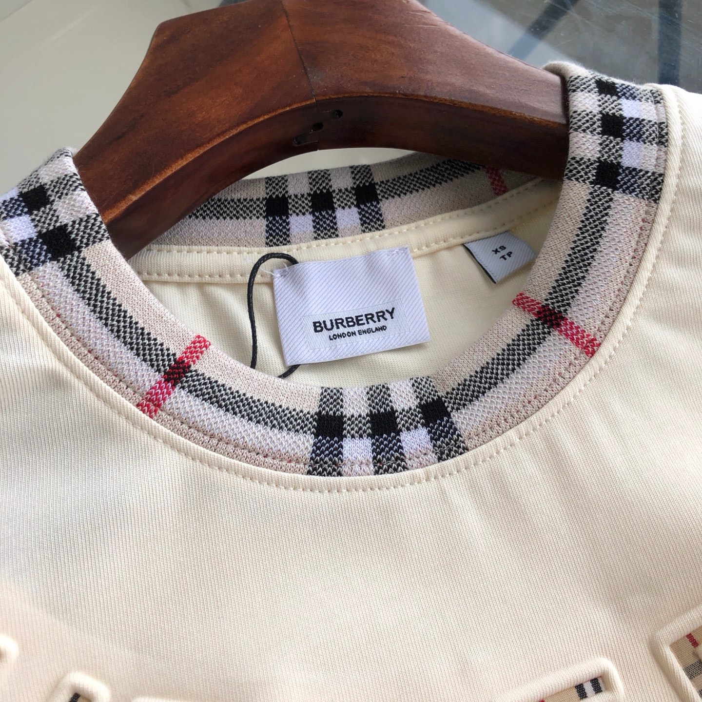 Burberry 2026 Embossed Logo Check Trim Crew Neck Unisex T-shirt product image 3 thumbnail