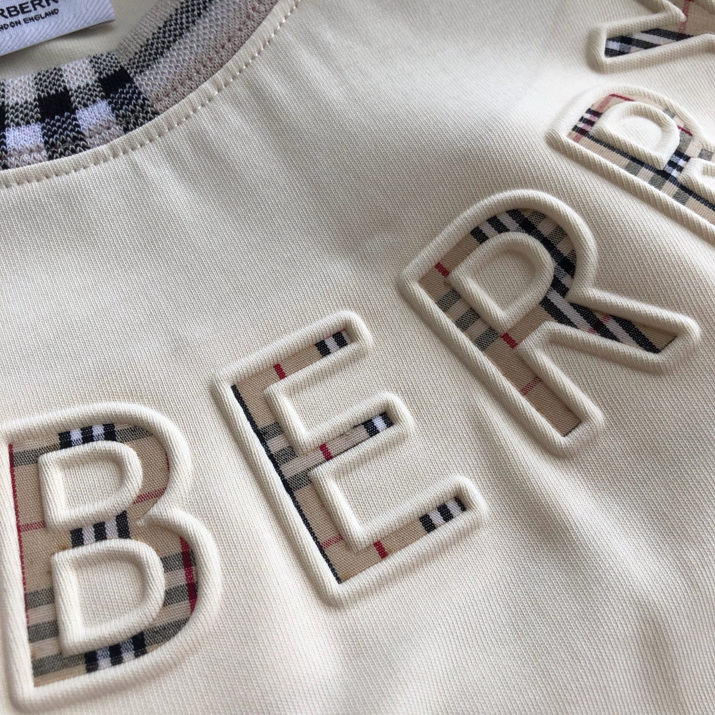 Burberry 2026 Embossed Logo Check Trim Crew Neck Unisex T-shirt product image 4 thumbnail