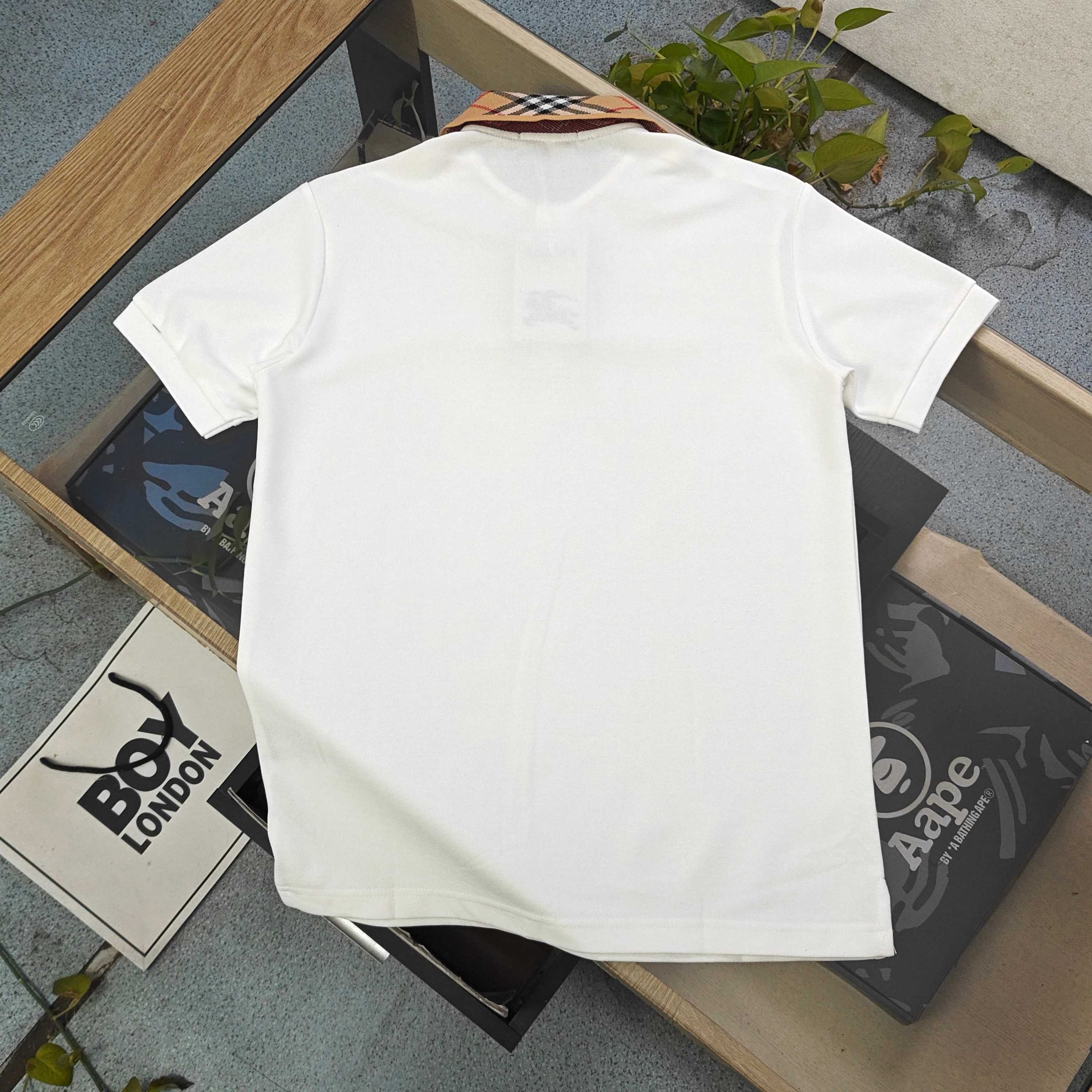 Burberry Check Collar Embroidered Pique Polo Shirt product image 2 thumbnail