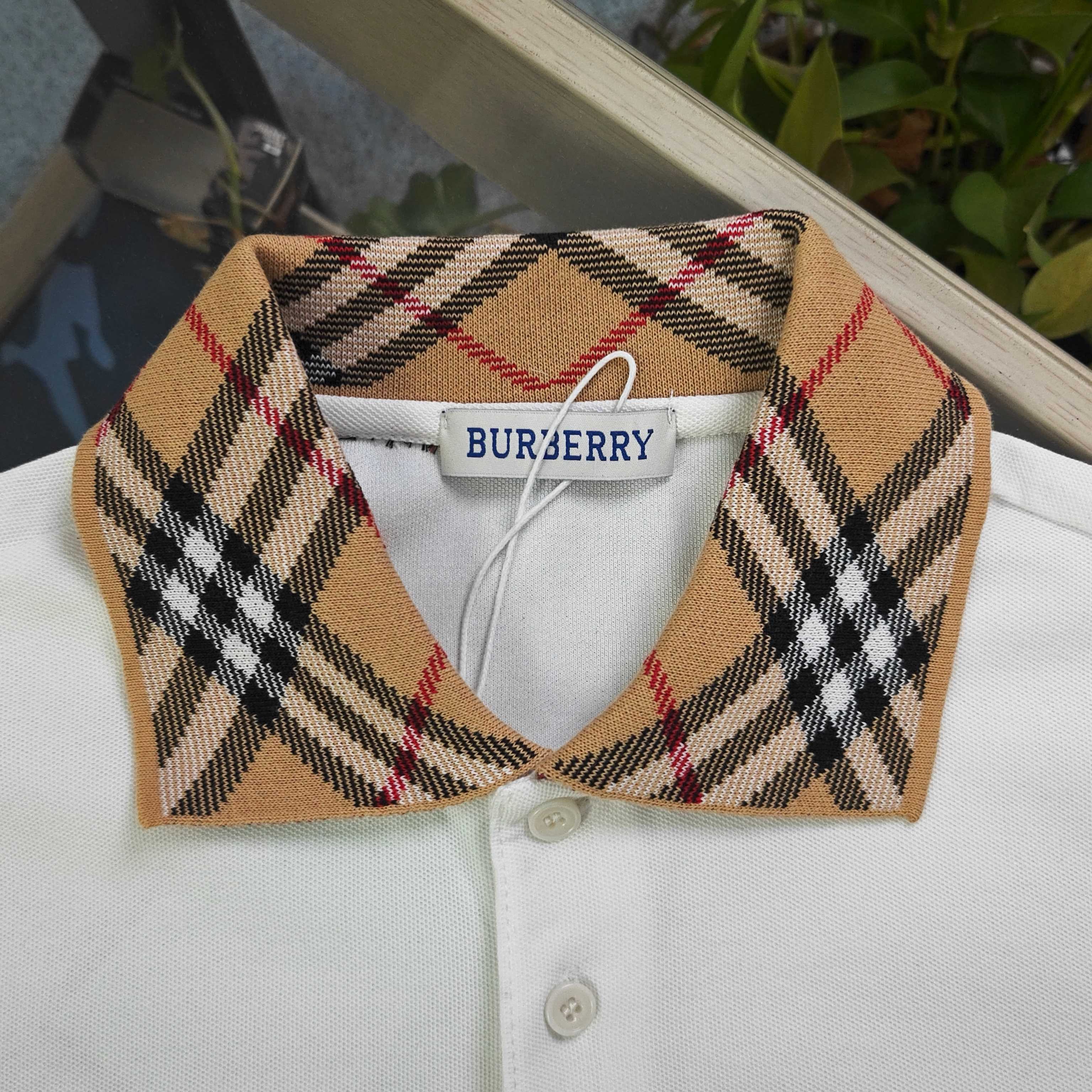 Burberry Check Collar Embroidered Pique Polo Shirt product image 4 thumbnail