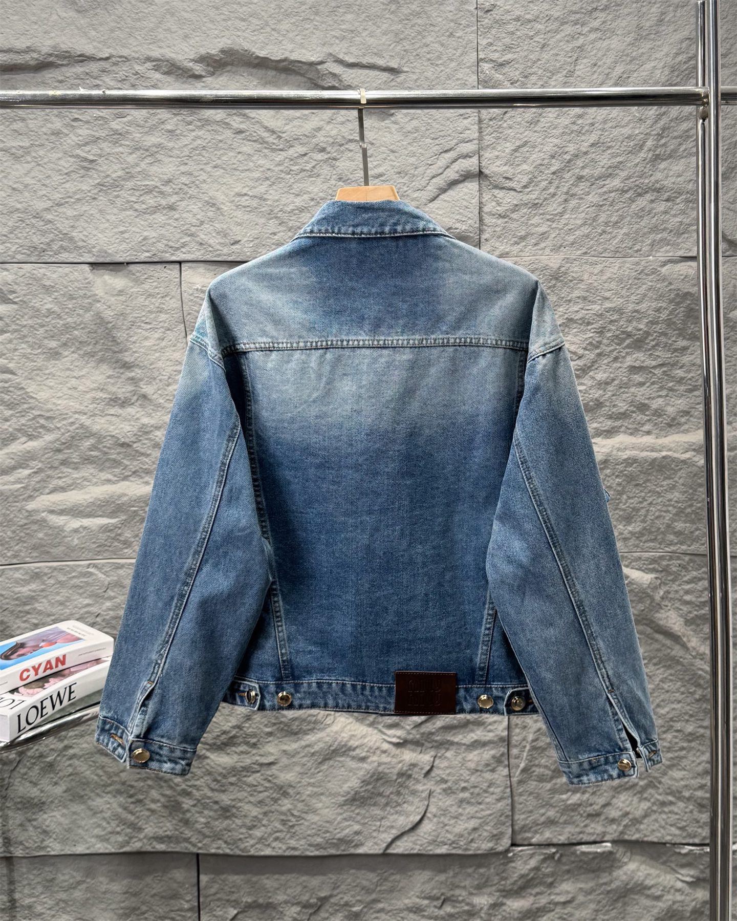 Miu Miu 25FW Letter Patchwork Color-block Denim Jacket product image 2 thumbnail