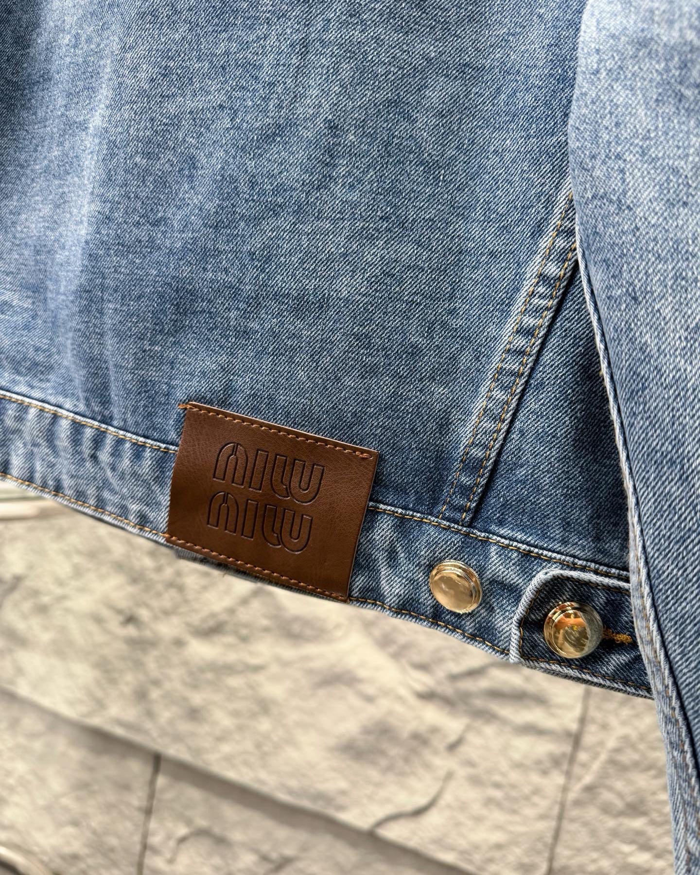 Miu Miu 25FW Letter Patchwork Color-block Denim Jacket product image 5 thumbnail