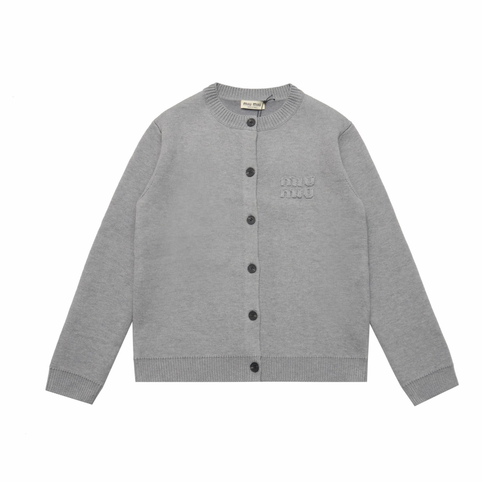 Miu Miu Patch Embroidery Wool Blend Cardigan