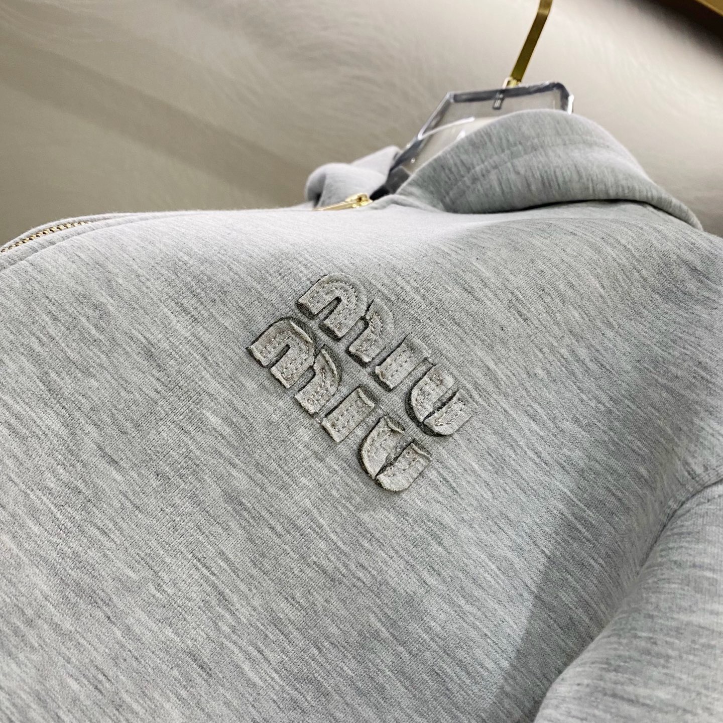 Miu Miu 2025 Embossed Logo Air Cotton Zip-up Hoodie product image 5 thumbnail