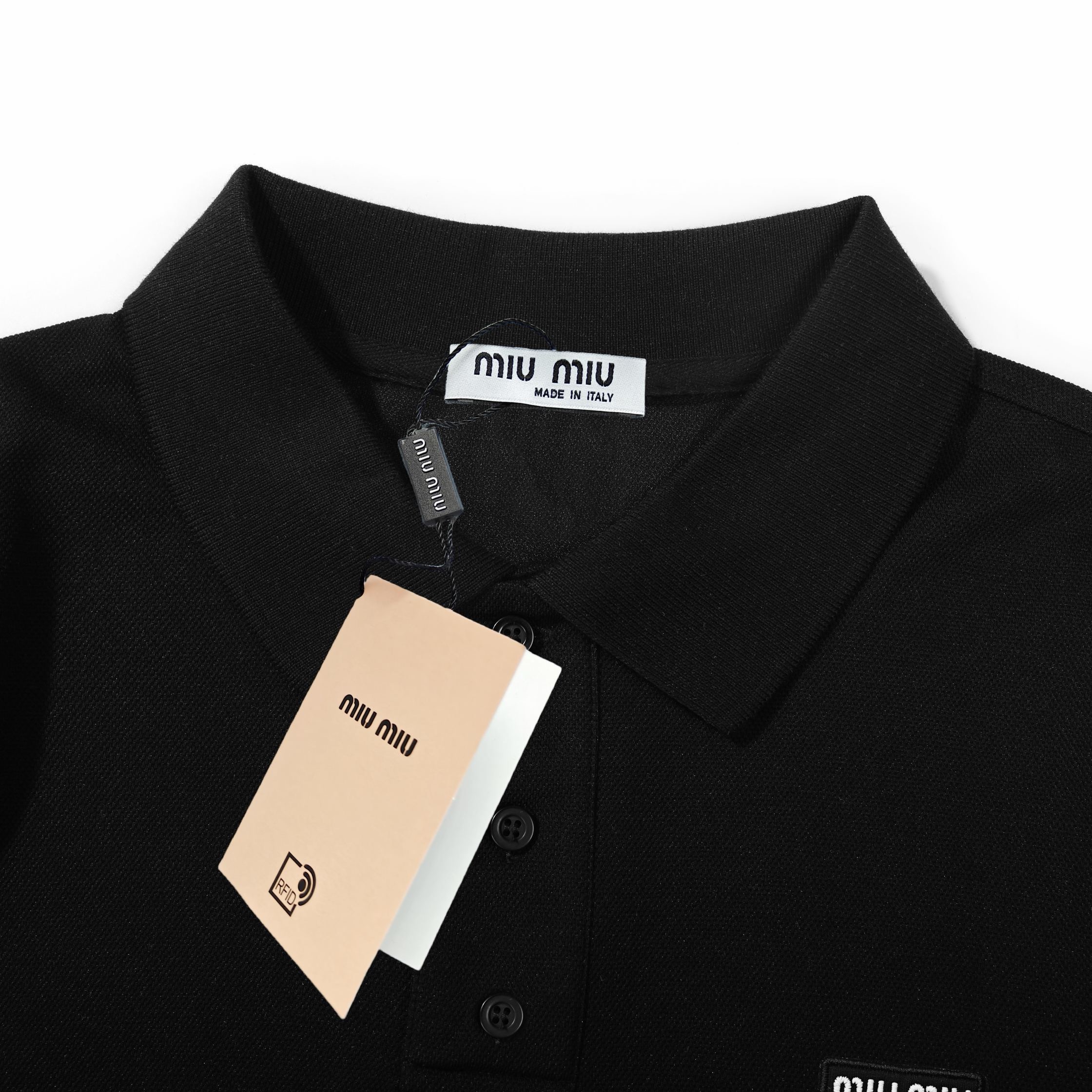 Miu Miu Embroidered Logo Stretch Ice Silk Polo Shirt product image 3 thumbnail