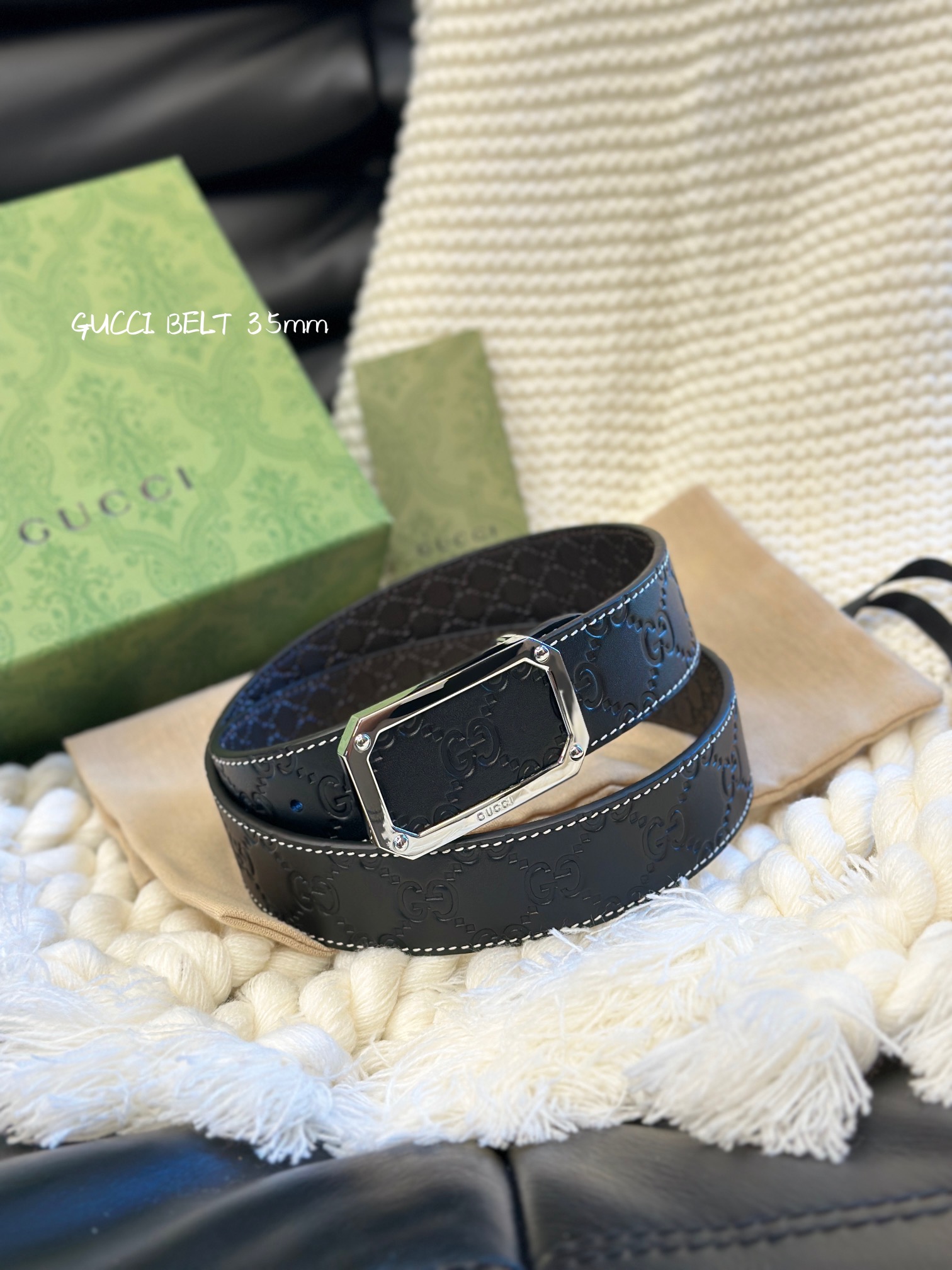 Gucci Reversible Calfskin Automatic Buckle Belt 3.5cm