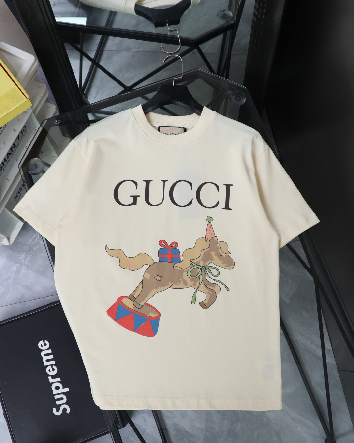 Gucci Carousel Pegasus Print Crew Neck T-shirt