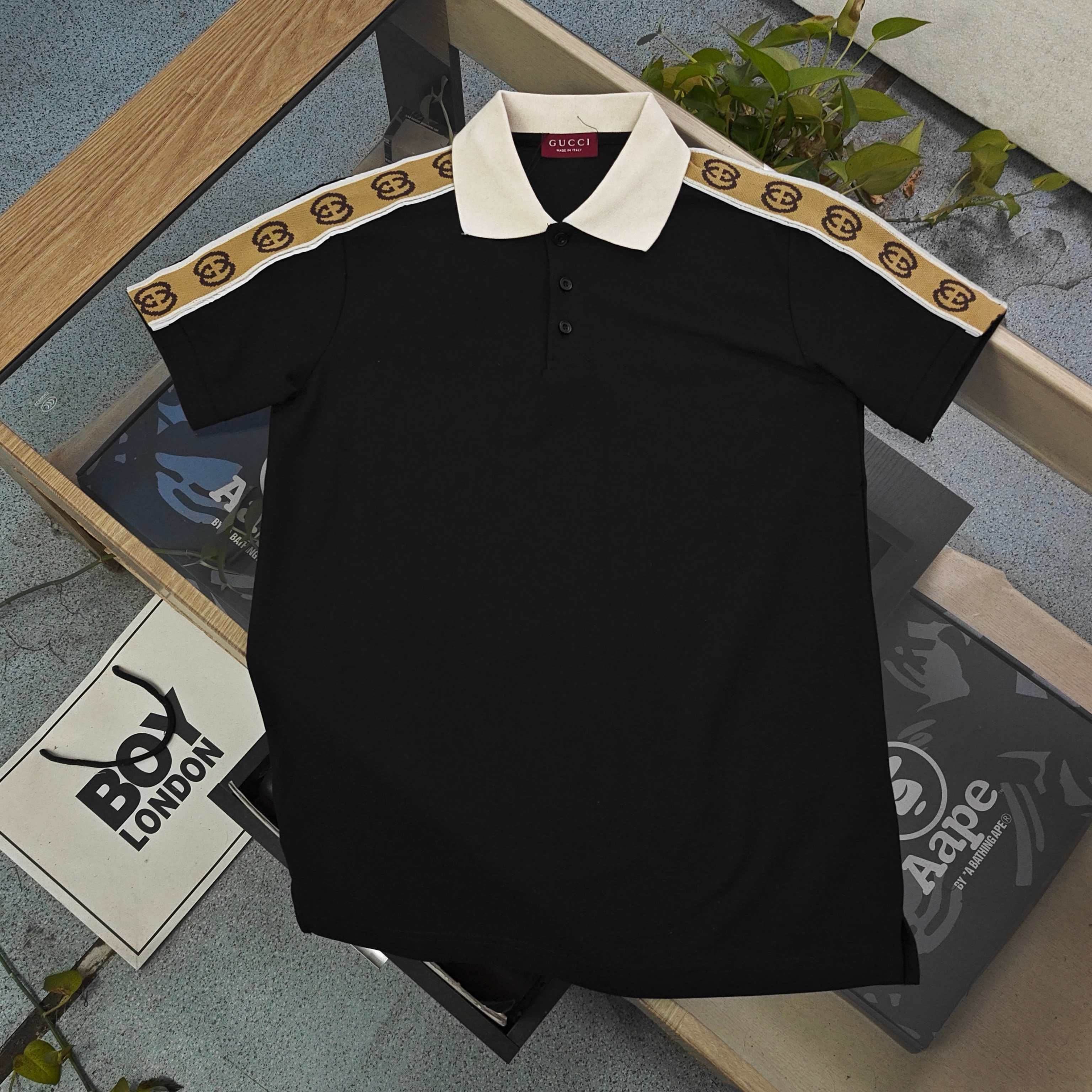 Gucci Reflective Strap Jacquard Embroidered Pique Polo Shirt product image 3 thumbnail