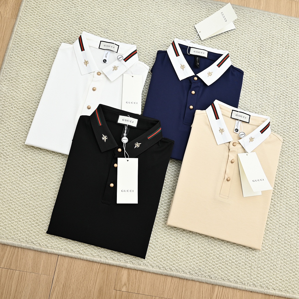 Gucci 26SS Bee Embroidery Collar Pique Polo Shirt product image 4 thumbnail