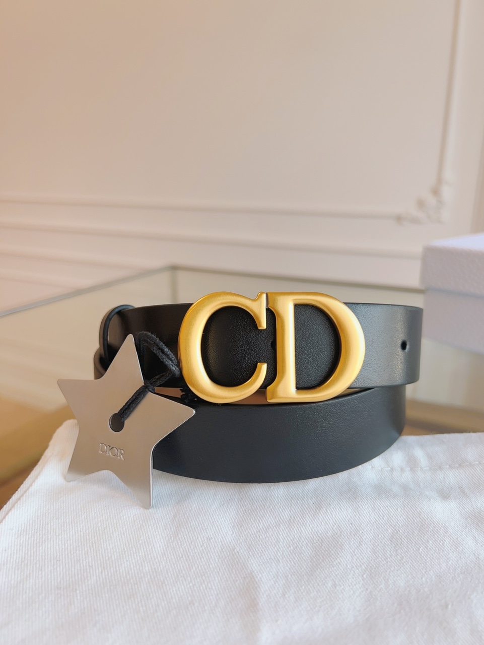 Dior 30 Montaigne Lucky Star CD Buckle Belt 