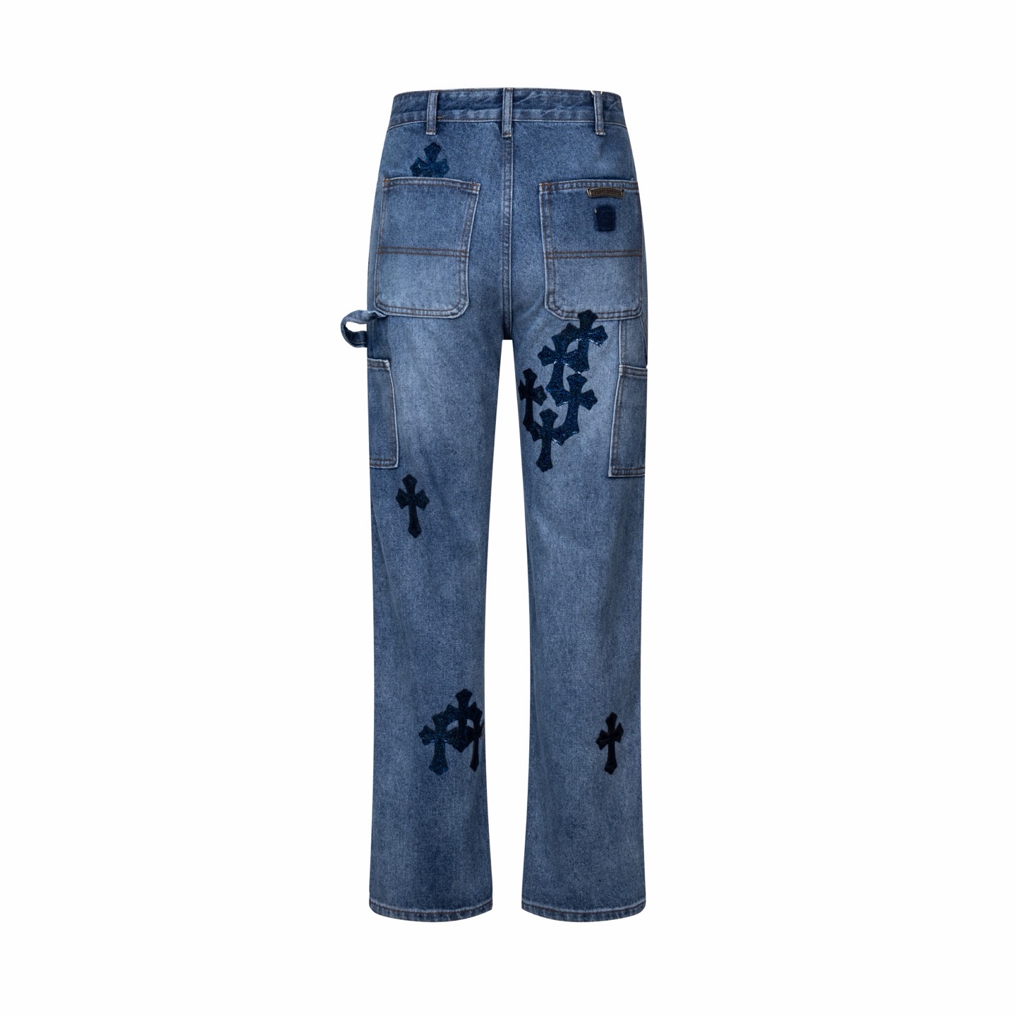 Chrome Hearts Starry Blue Sheepskin Cross Patchwork Carpenter Jeans product image 2 thumbnail