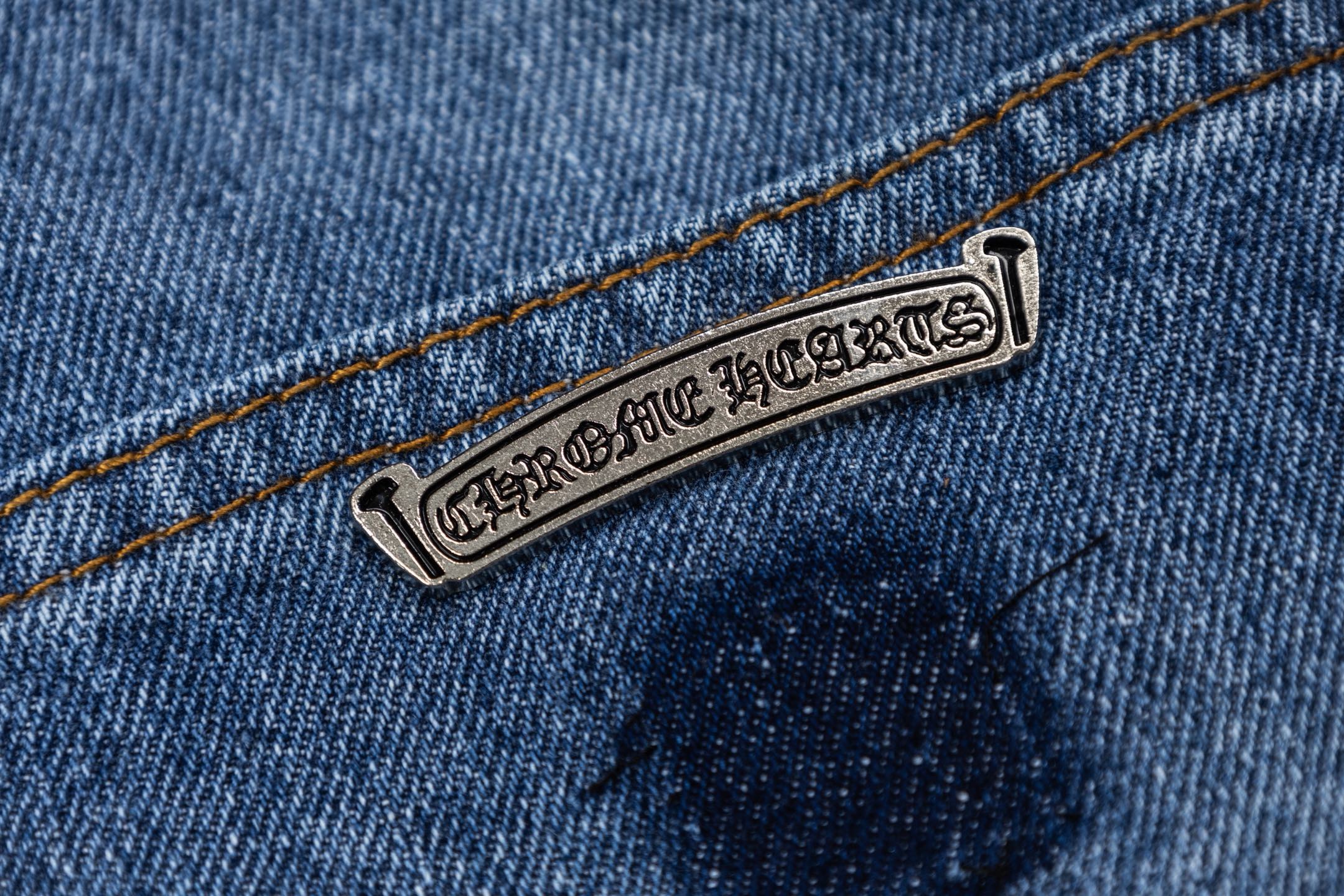 Chrome Hearts Starry Blue Sheepskin Cross Patchwork Carpenter Jeans product image 4 thumbnail