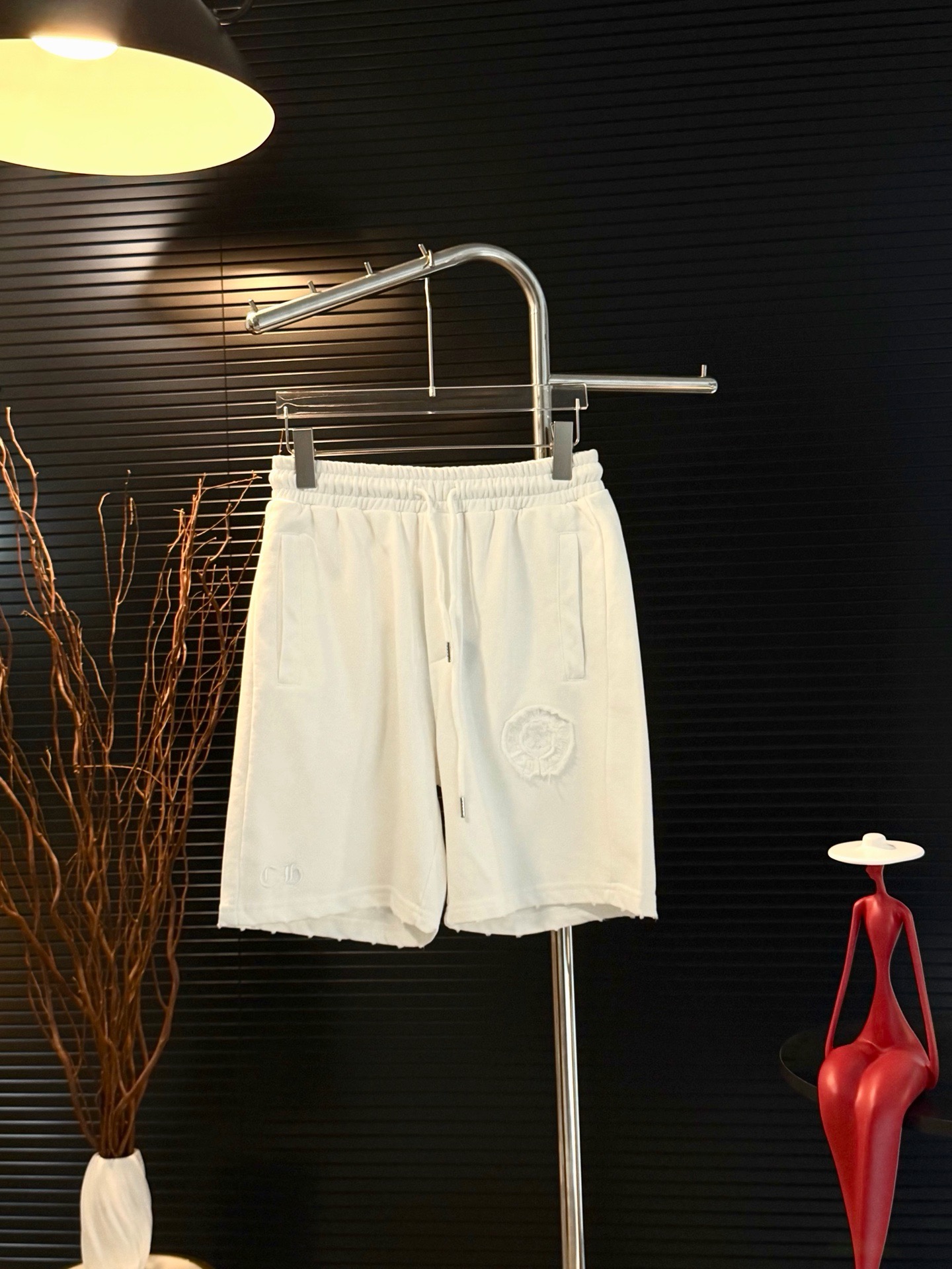 Chrome Hearts Destroyed Leather Patch Embroidered Sweat Shorts