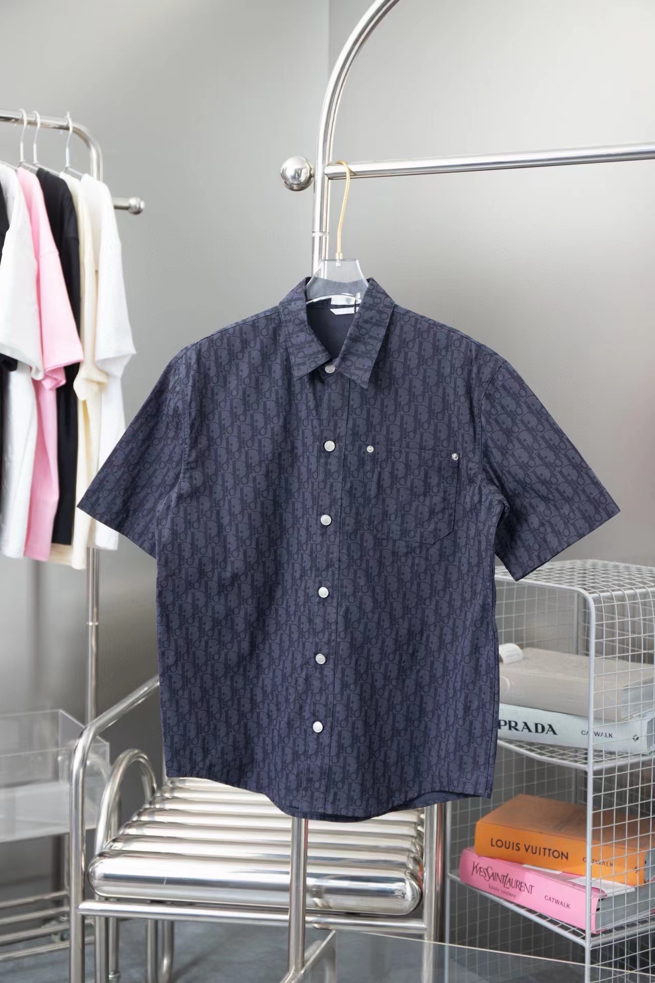 Dior SS24 All Over Jacquard Logo Short Sleeve Shirt