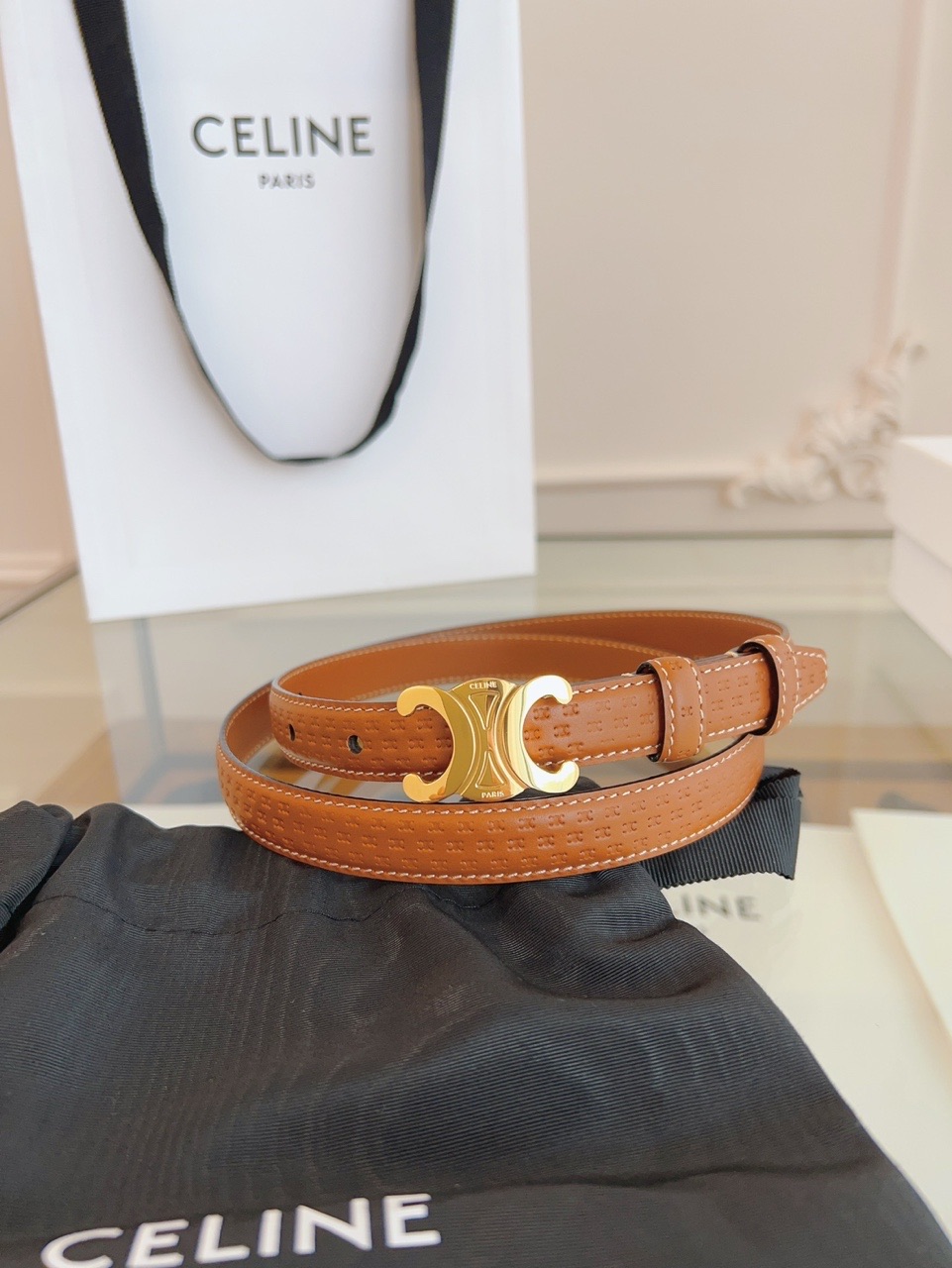 Celine Triomphe C Embossed Leather Belt product image 2 thumbnail