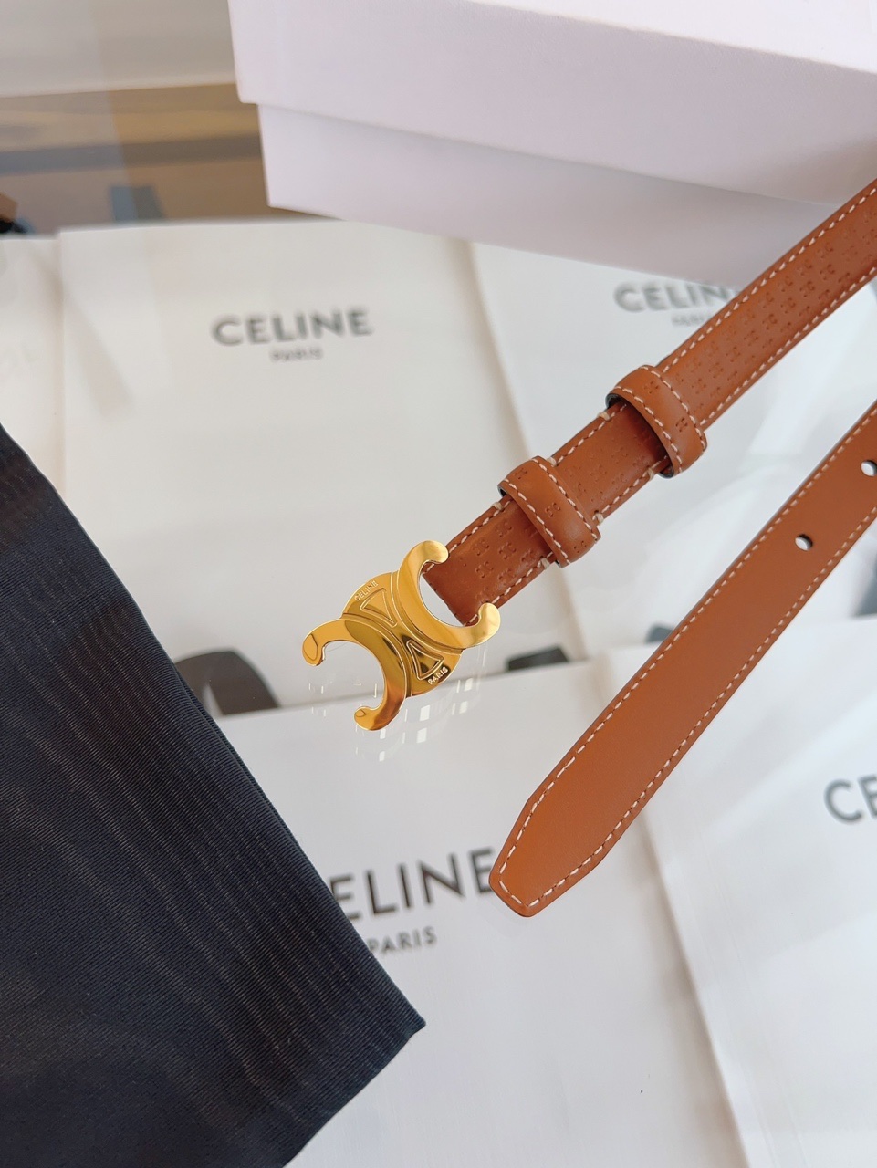 Celine Triomphe C Embossed Leather Belt product image 4 thumbnail