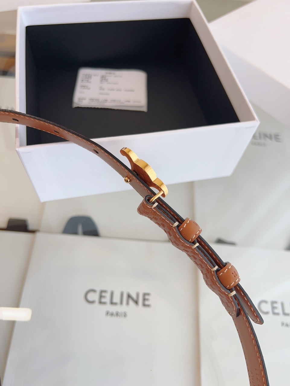 Celine Triomphe C Embossed Leather Belt product image 6 thumbnail