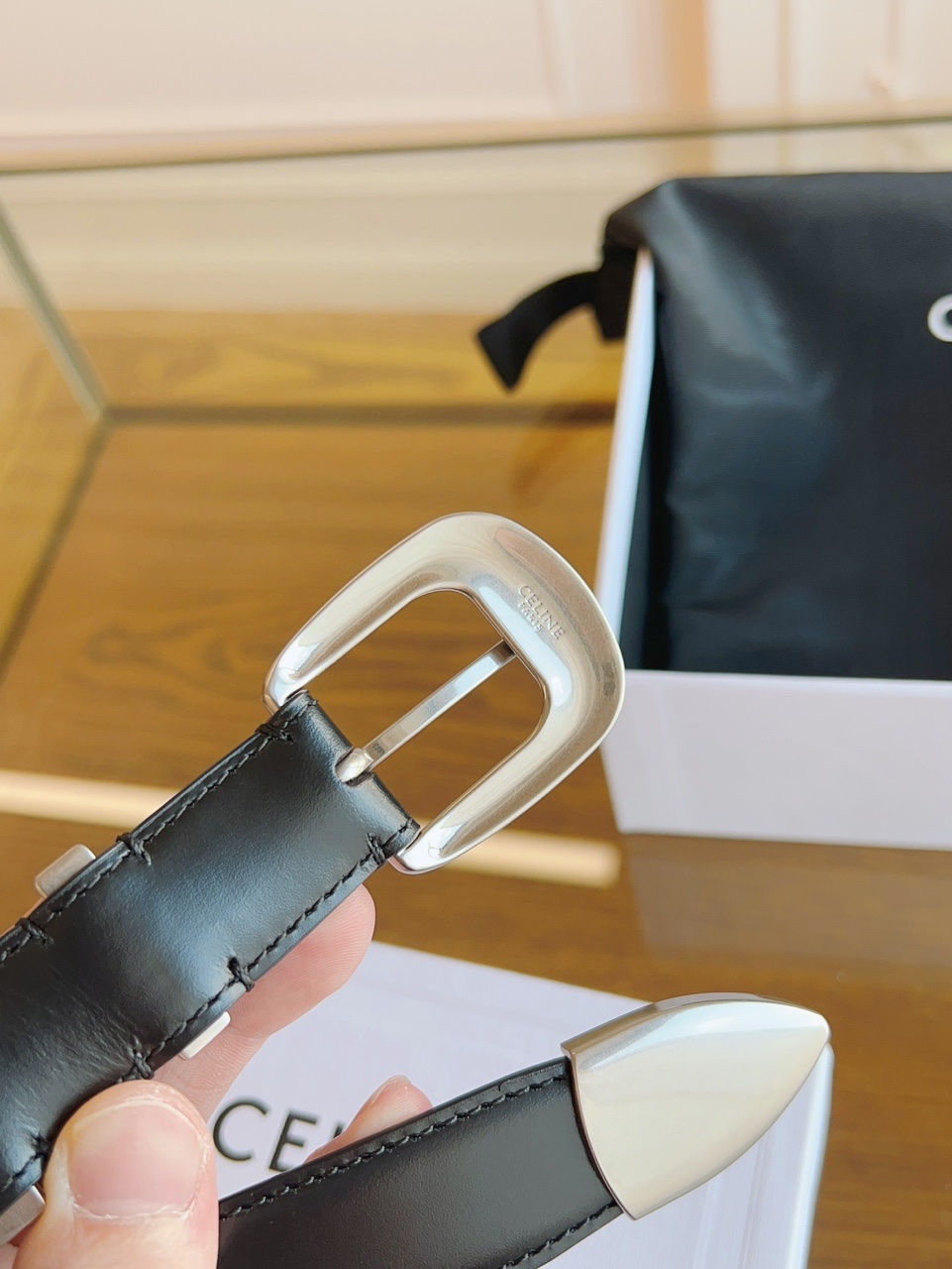 Celine Classic Leather Belt with Square Buckle  product image 3 thumbnail
