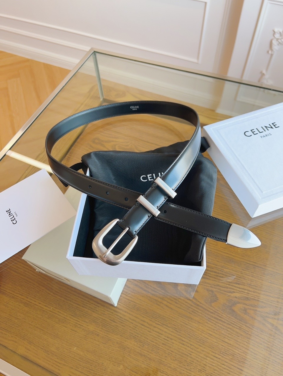 Celine Classic Leather Belt with Square Buckle  product image 5 thumbnail