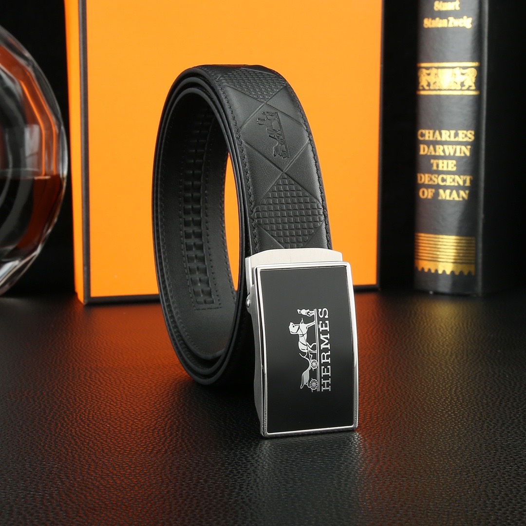Hermès Style Automatic Buckle Leather Belt 