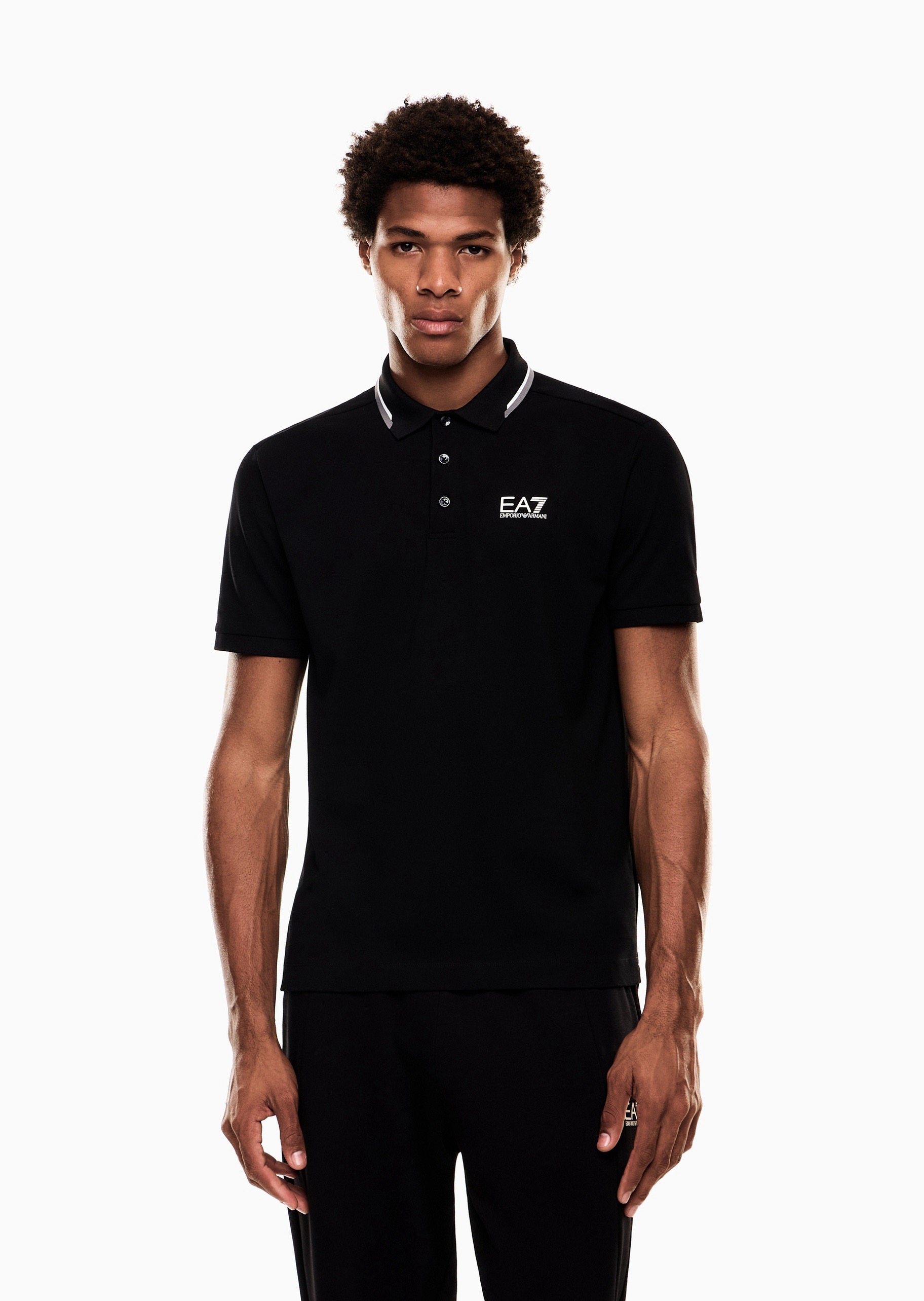 EA7 Emporio Armani Men's Color Collar Solid Polo Shirt product image 2 thumbnail