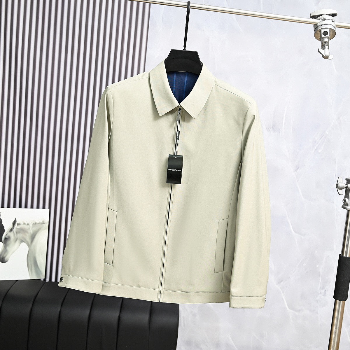 Armani 26SS Lapel Zipper Business Casual Jacket