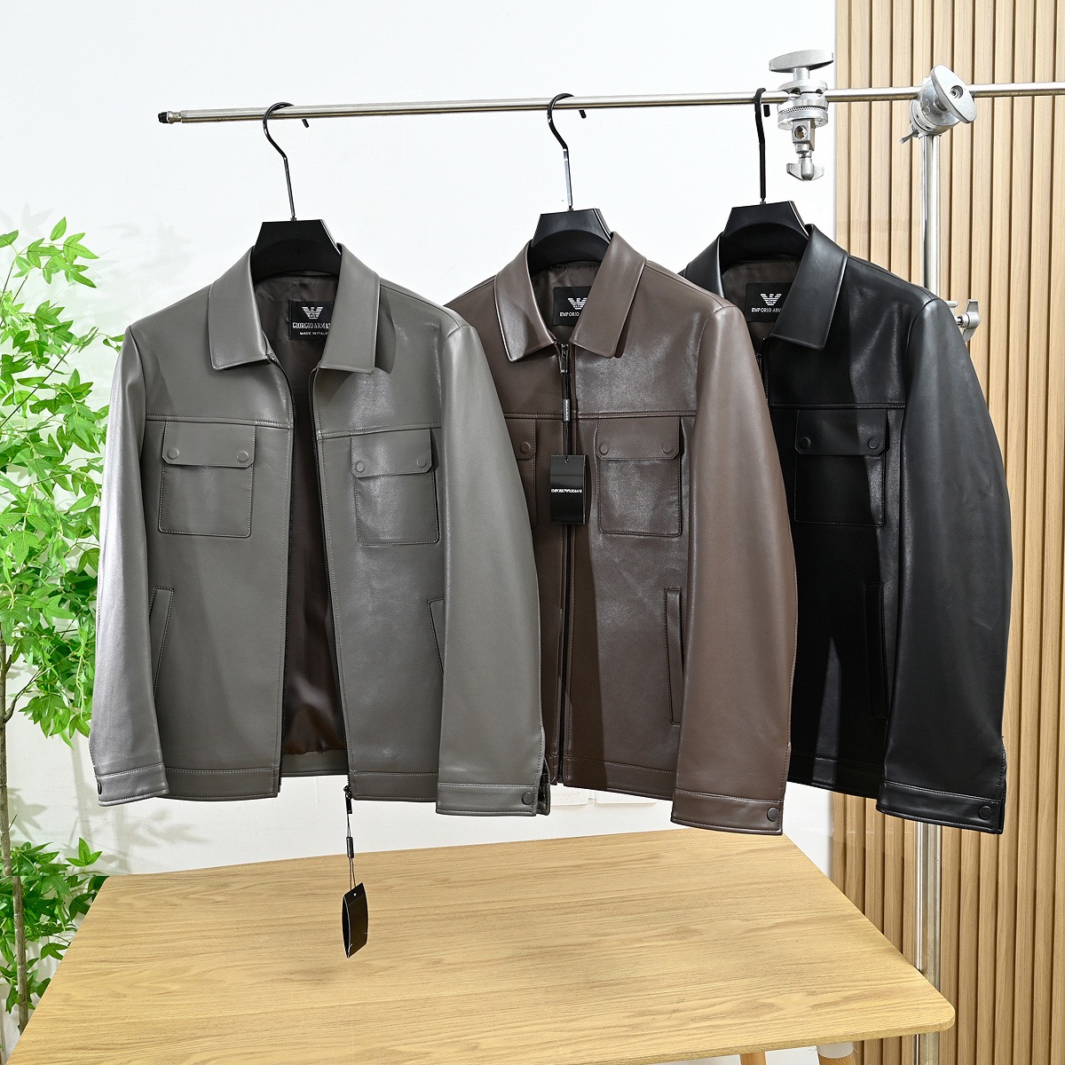 Armani 26SS Men's Lapel Business PU Leather Jacket product image 4 thumbnail