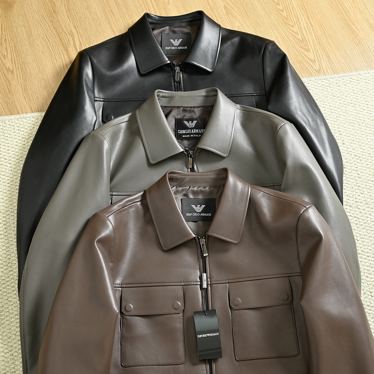 Armani 26SS Men's Lapel Business PU Leather Jacket product image 5 thumbnail