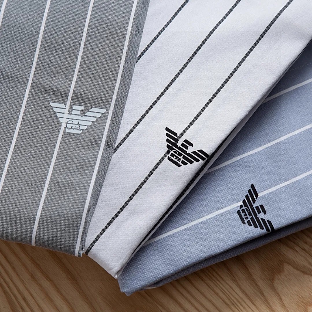 ARMANI Men's Striped Long-Sleeve Shirt With Small Logo Print product image 3 thumbnail