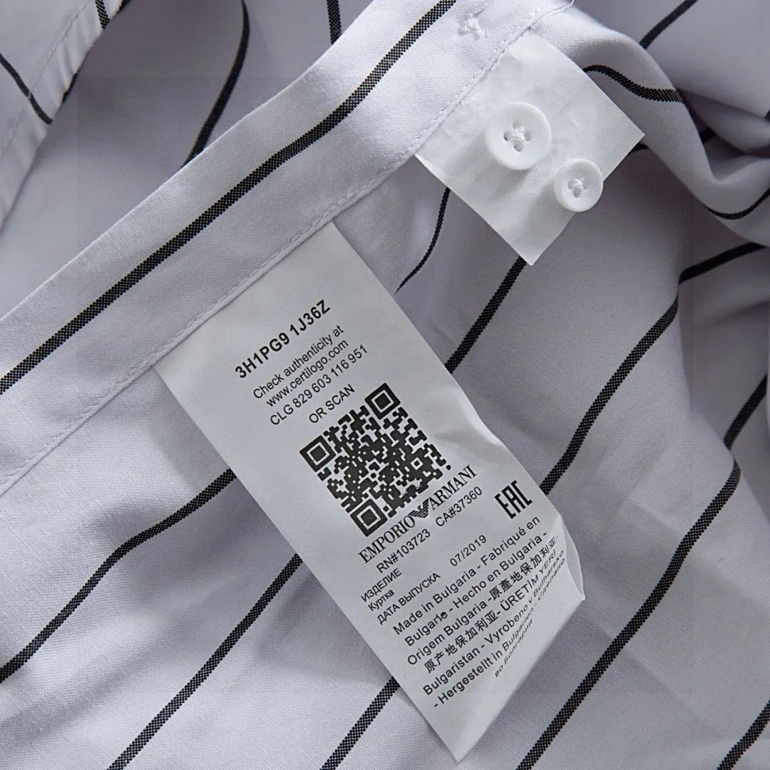 ARMANI Men's Striped Long-Sleeve Shirt With Small Logo Print product image 5 thumbnail