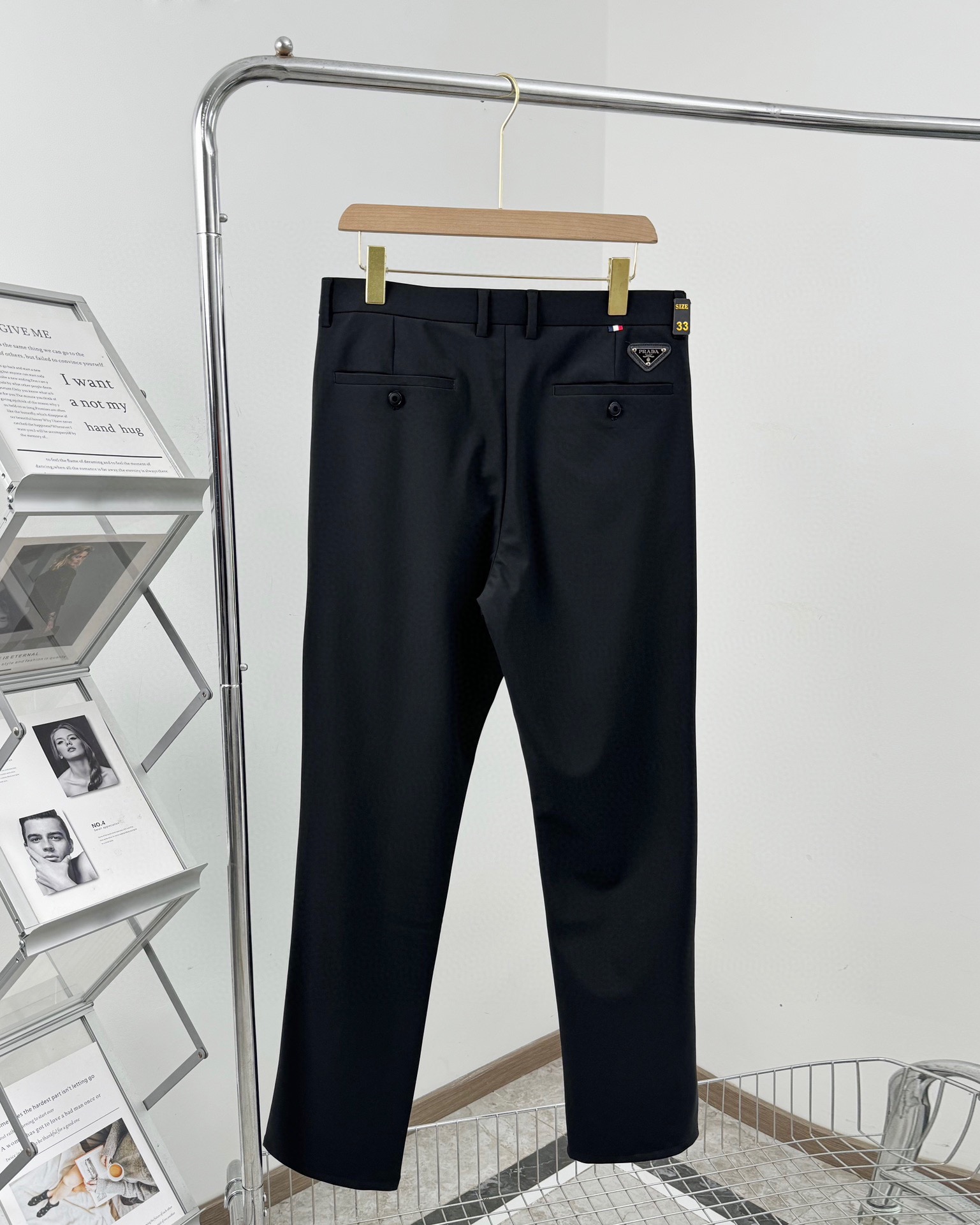 PRADA Men's Solid Black Milk Silk Business Trousers product image 2 thumbnail