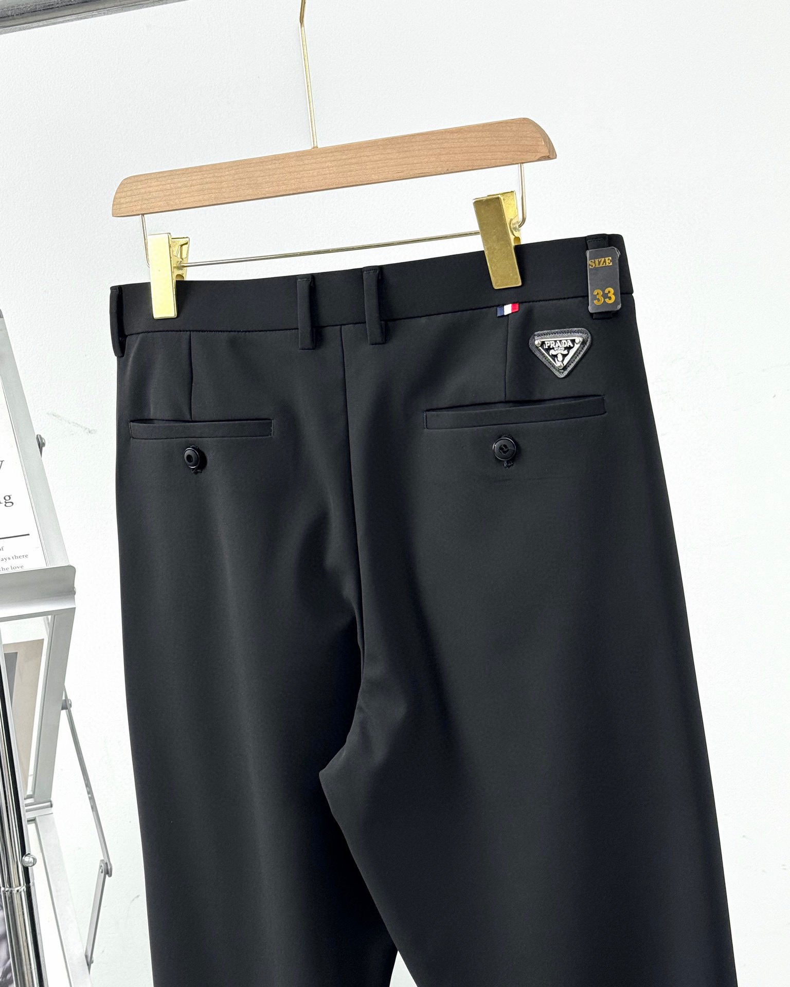 PRADA Men's Solid Black Milk Silk Business Trousers product image 3 thumbnail