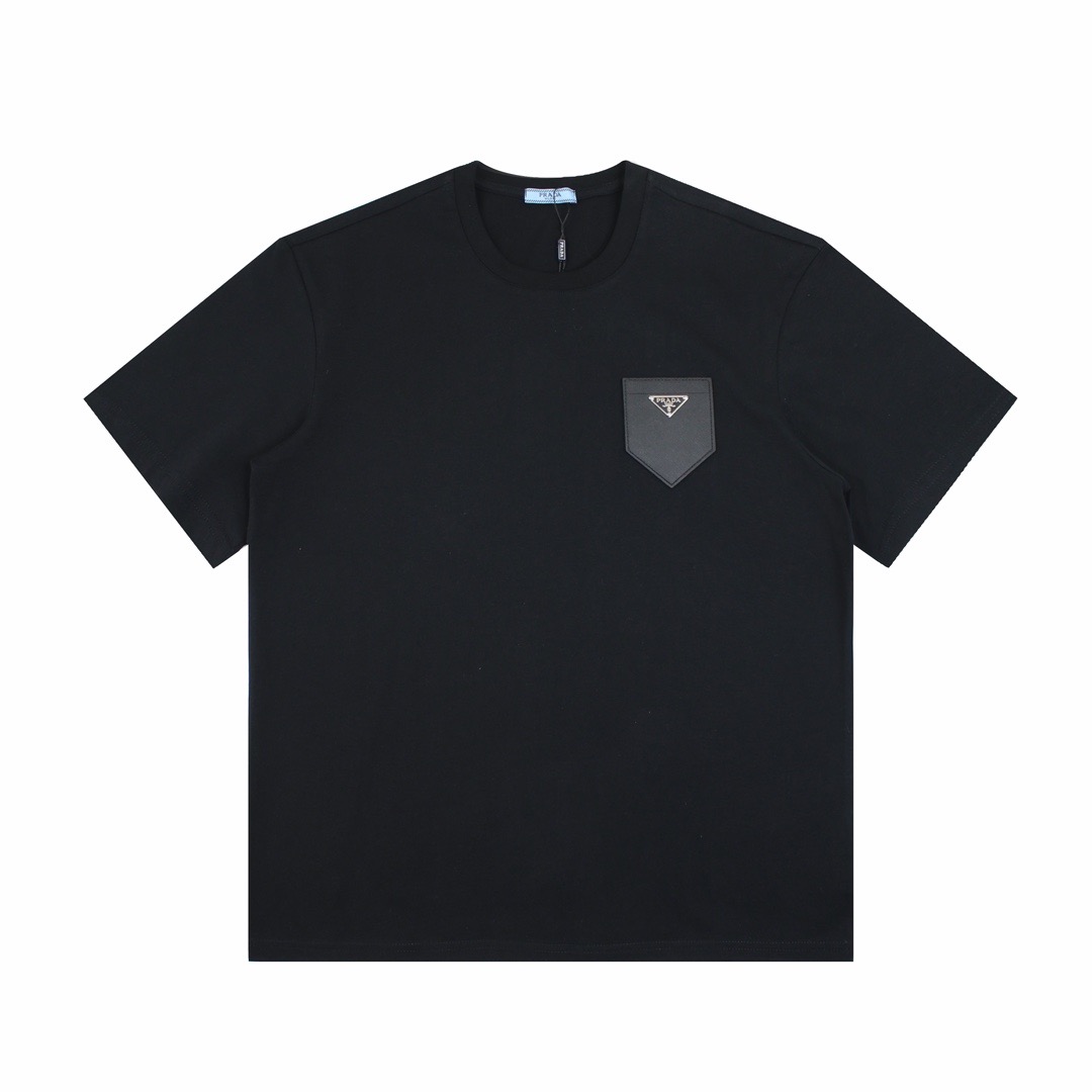 PRADA Unisex Short Sleeve T-shirt With Triangle Badge Logo