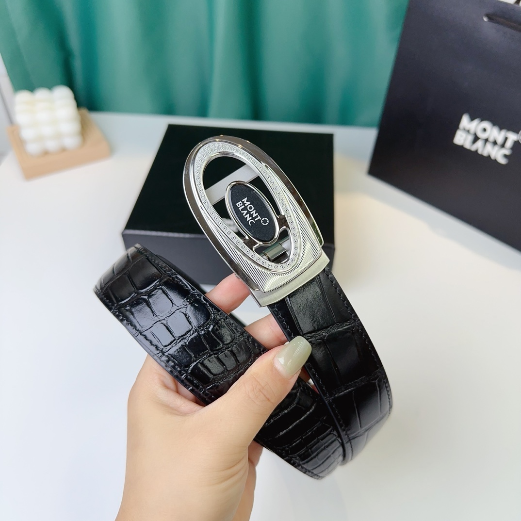 Mont Blanc Automatic Buckle Crocodile-Pattern Leather Belt product image 3 thumbnail
