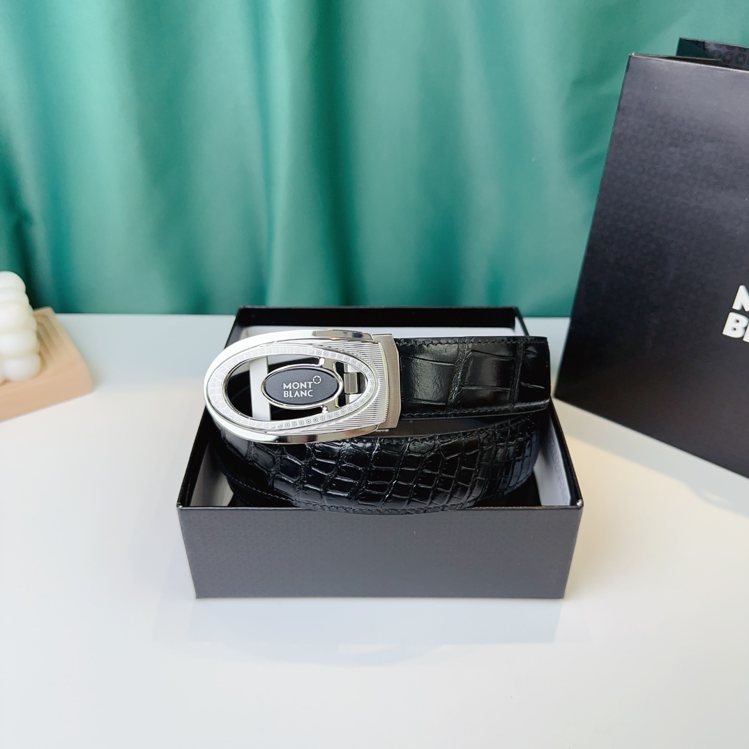 Mont Blanc Automatic Buckle Crocodile-Pattern Leather Belt product image 6 thumbnail