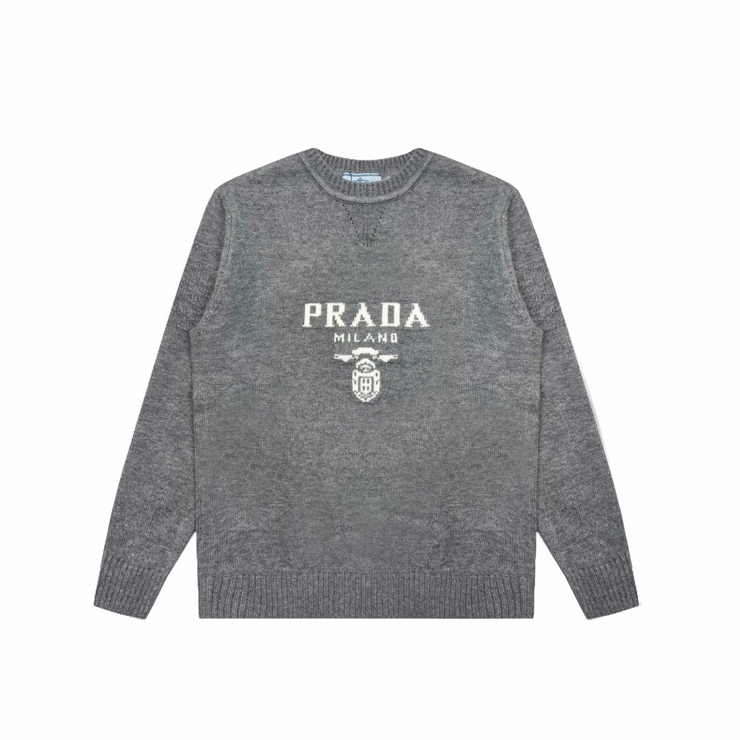 Prada-Style Logo Crew Neck Knit Sweater product image 2 thumbnail