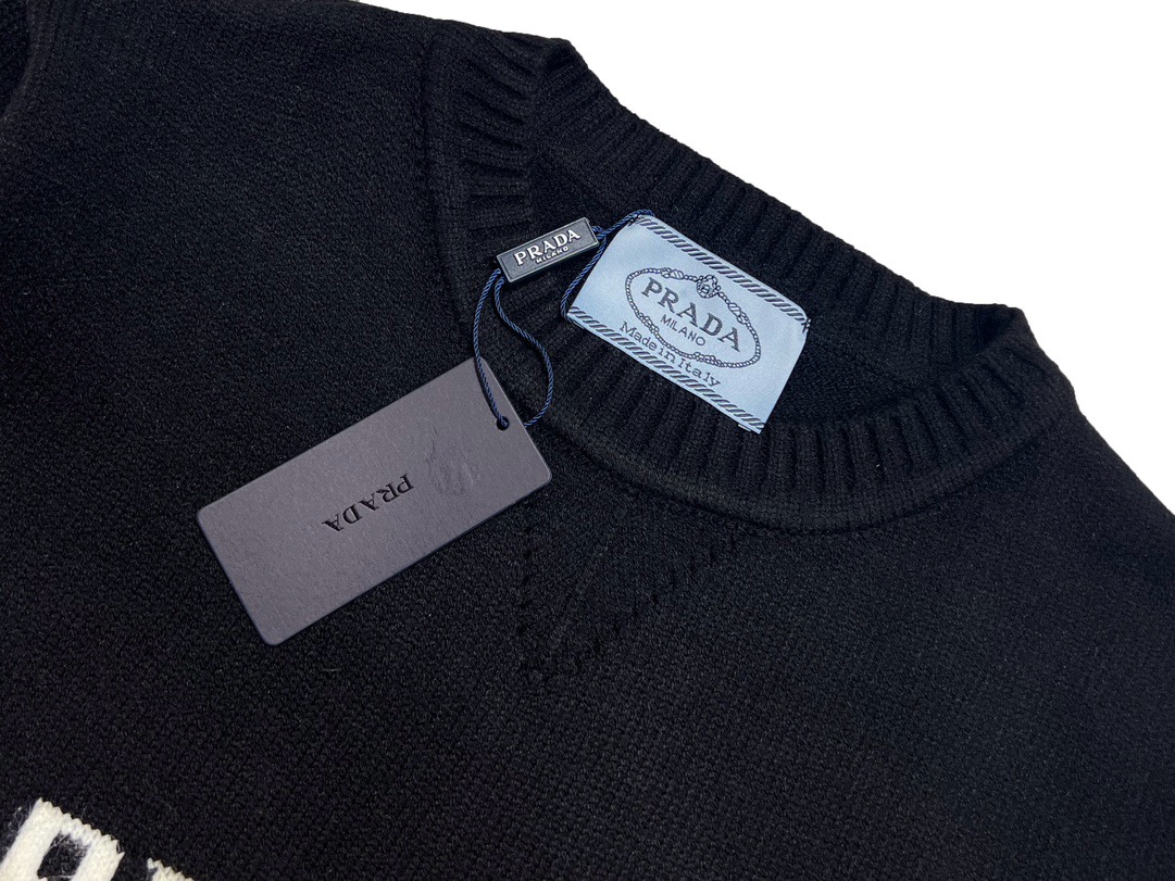 Prada-Style Logo Crew Neck Knit Sweater product image 5 thumbnail