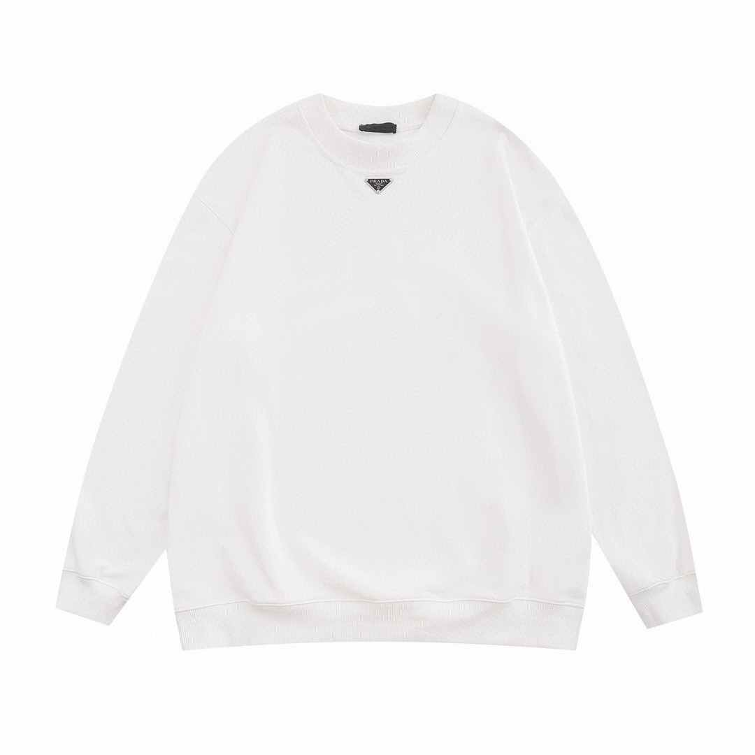 Prada-Style Triangle Logo Crewneck Sweatshirt