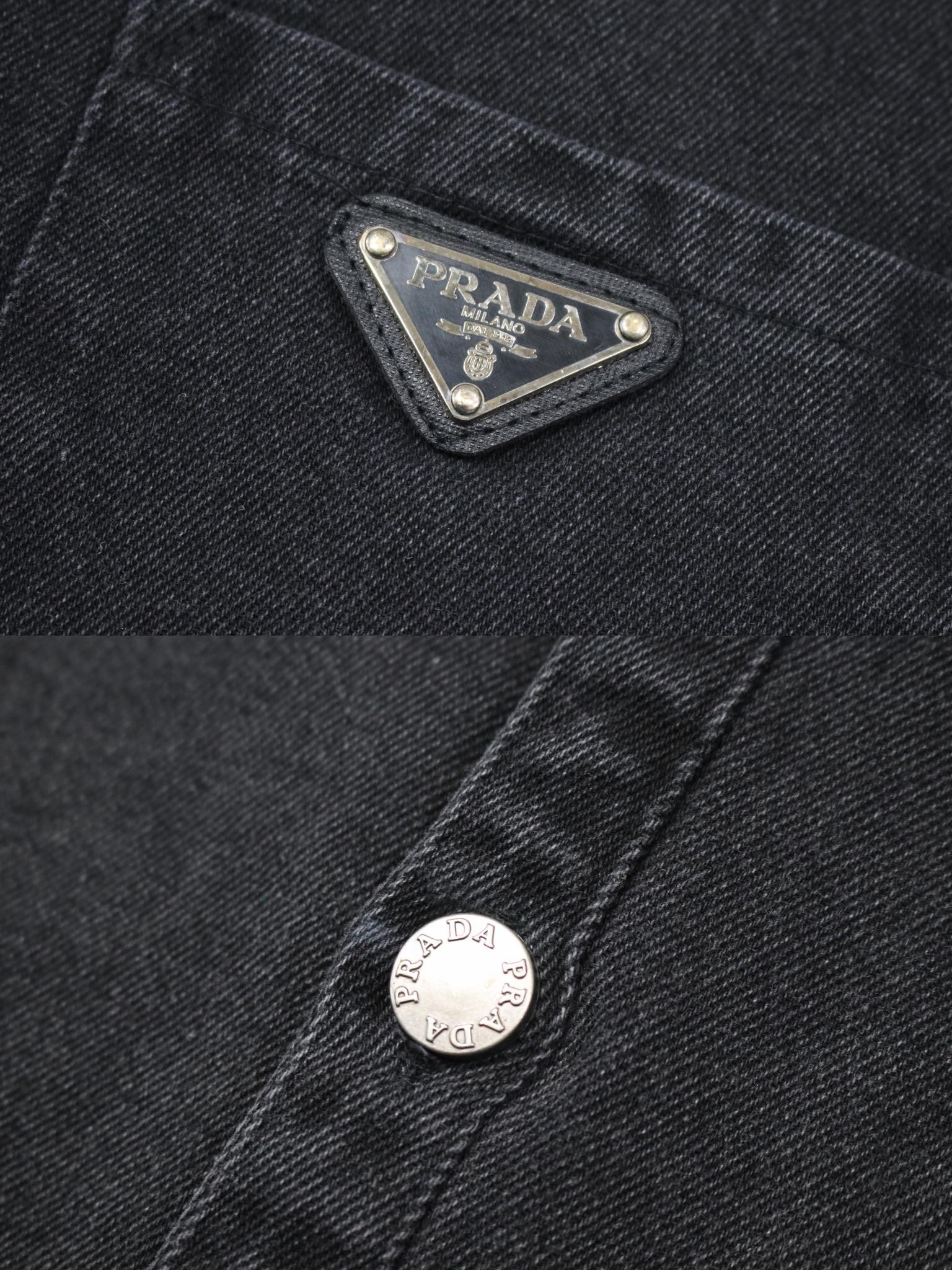 Prada-Style Pocket Triangle Logo Denim Jacket product image 3 thumbnail