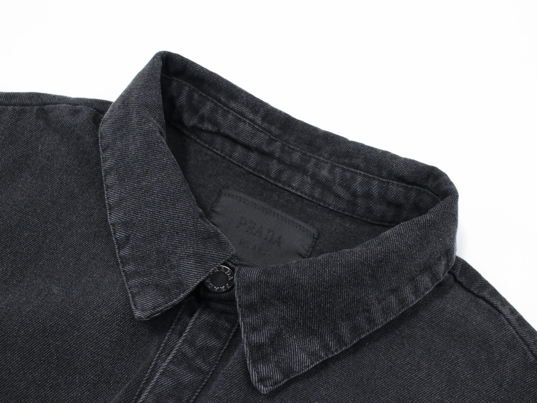 Prada-Style Pocket Triangle Logo Denim Jacket product image 5 thumbnail