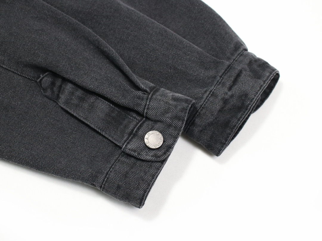 Prada-Style Pocket Triangle Logo Denim Jacket product image 6 thumbnail