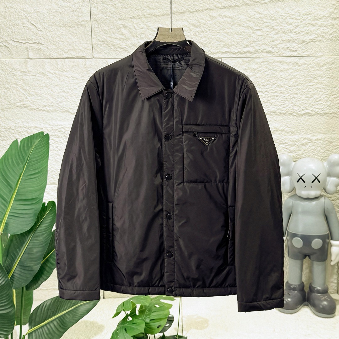 Prada-Style Unisex Triangle Logo Casual Jacket