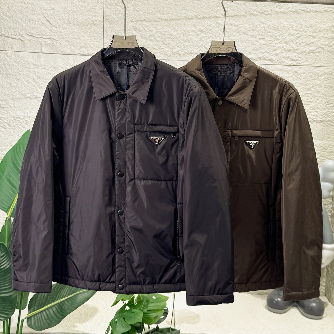Prada-Style Unisex Triangle Logo Casual Jacket product image 3 thumbnail